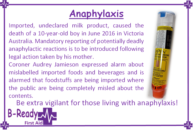 Anaphylaxis death changing the rules in Australia by B-Ready First Aid