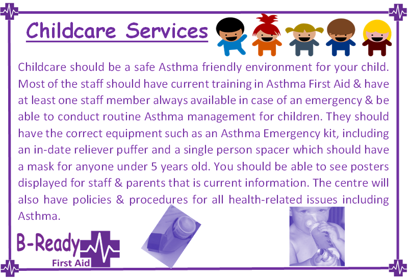 B-Ready First Aid info about Child care services & asthma