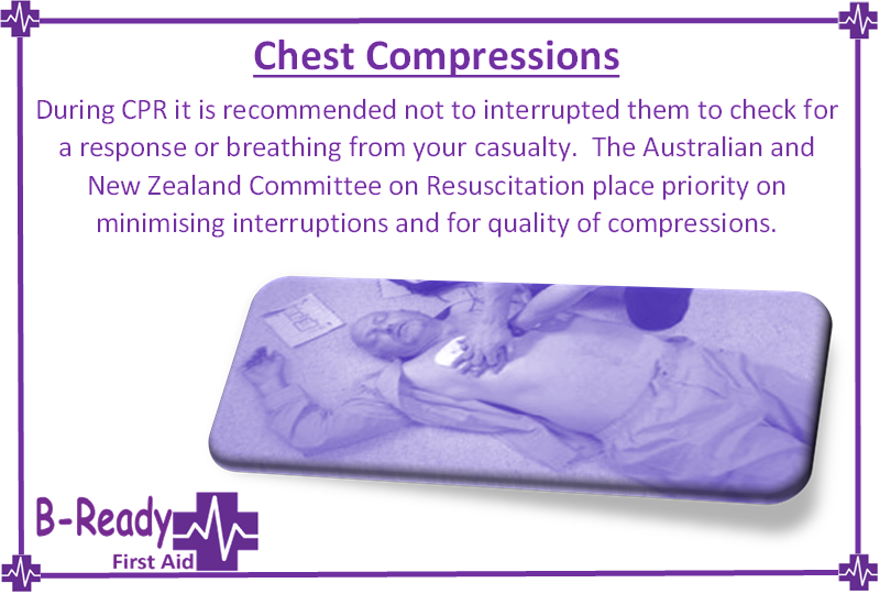 Chest compression standards, don't interrupt CPR to check casualty 