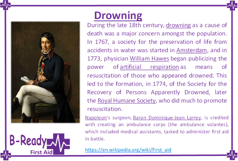 B-Ready First Aid Drowning during the late 18th century was a major concern