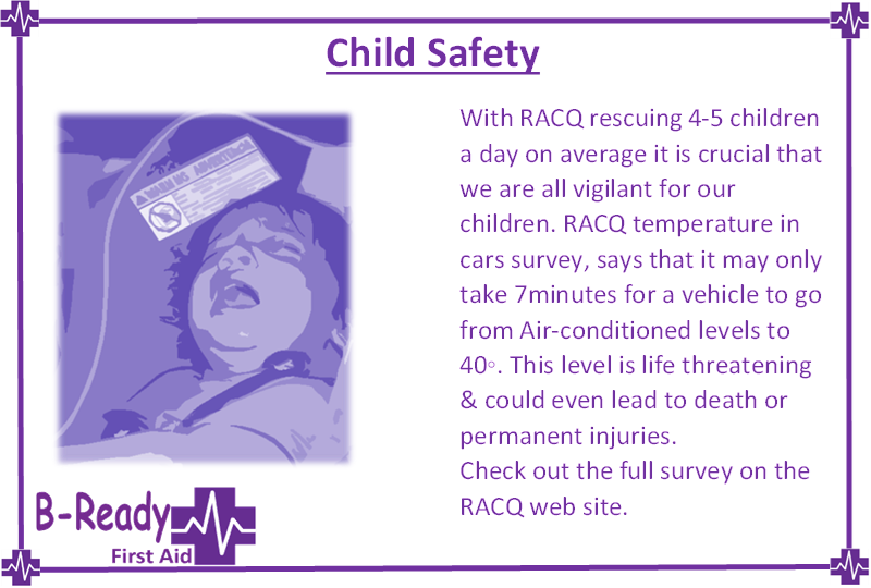 B-Ready First Aid info about Child Safety in hot cars
